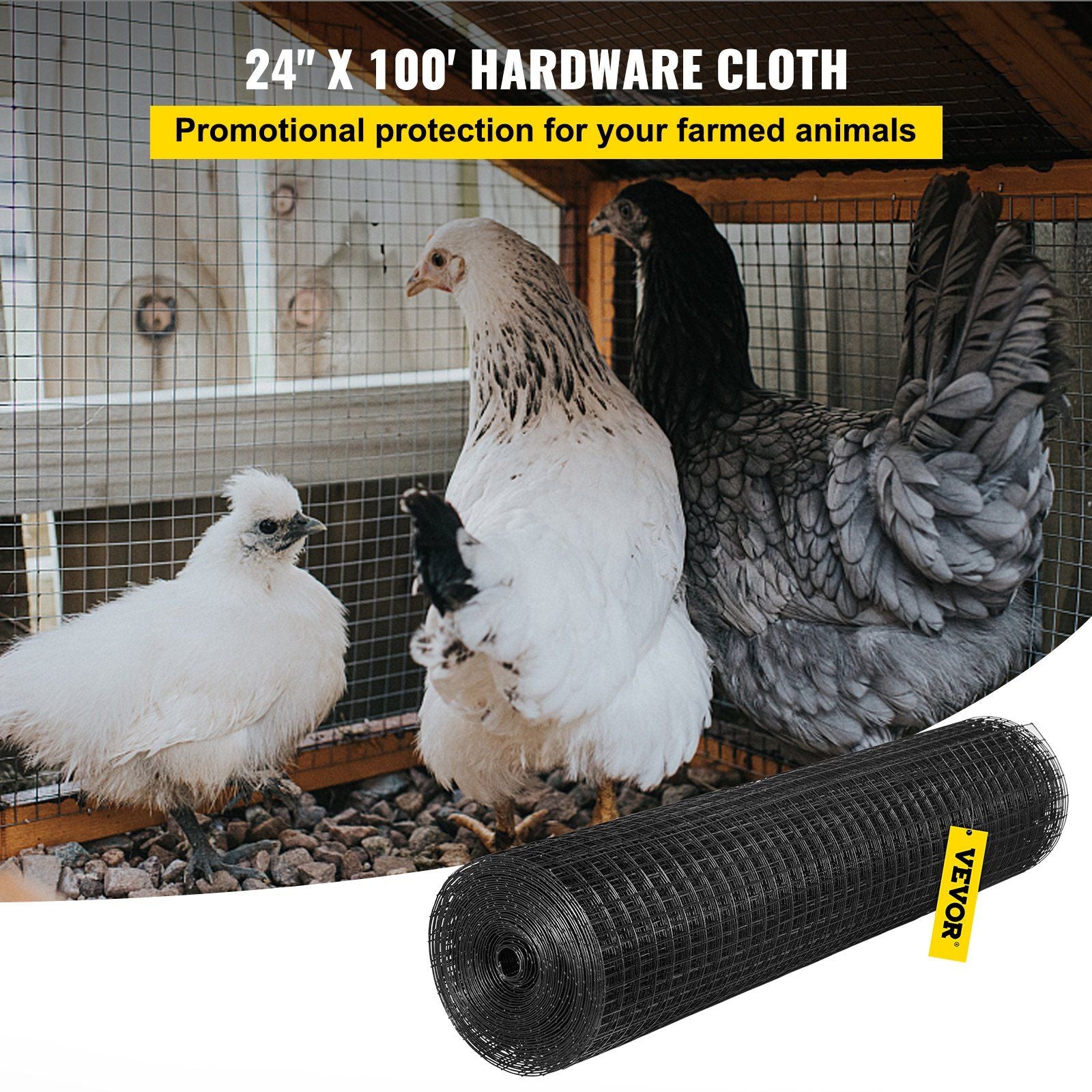 Hardware Cloth, 24" x 100' & 1"x1" Mesh Size, Galvanized Steel Vinyl Coated 16 Gauge Chicken Wire Fencing V952-YXHJWHSBDDWC2JLKLV0