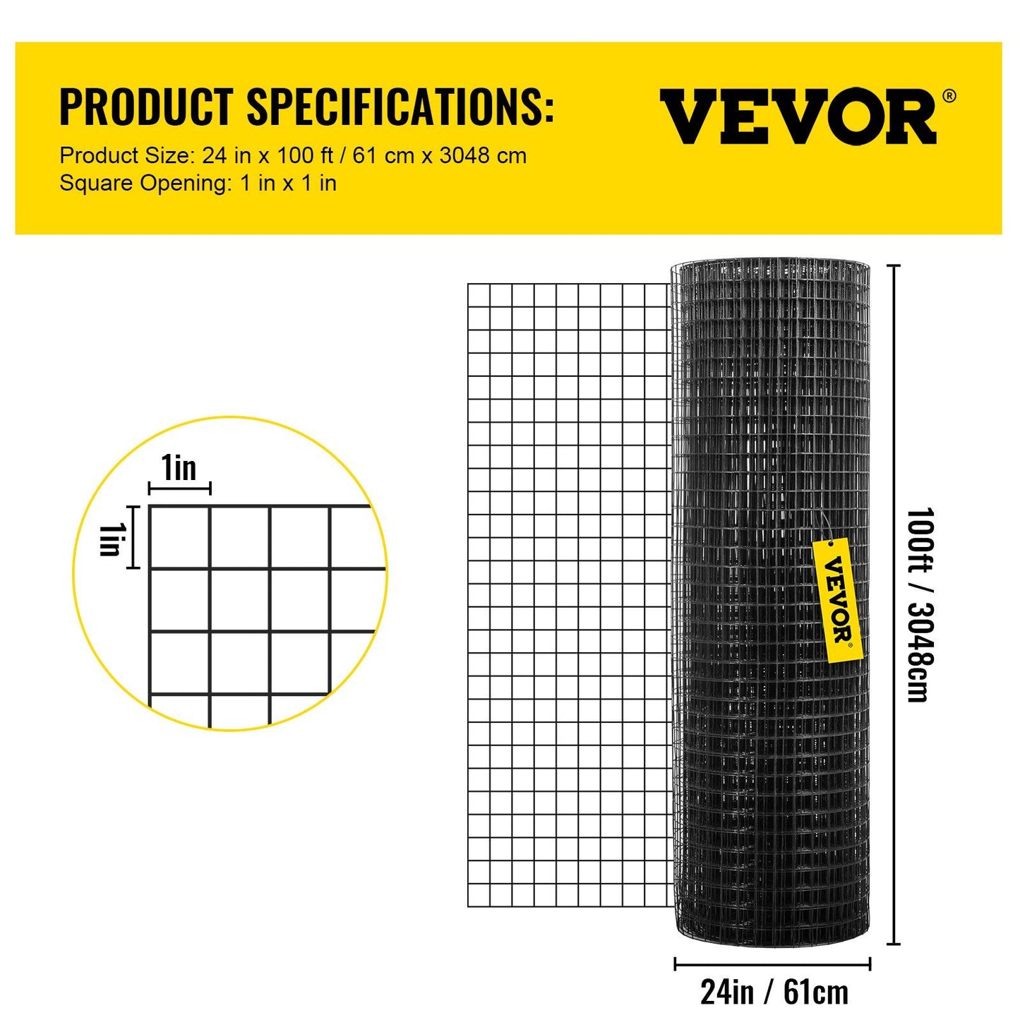 Hardware Cloth, 24" x 100' & 1"x1" Mesh Size, Galvanized Steel Vinyl Coated 16 Gauge Chicken Wire Fencing V952-YXHJWHSBDDWC2JLKLV0