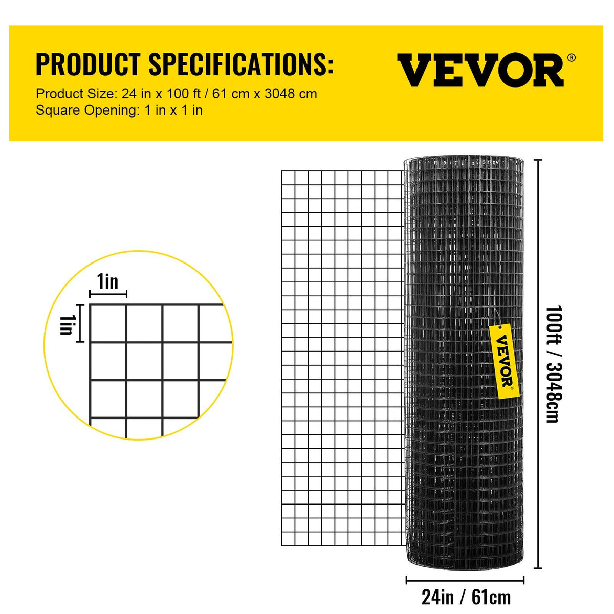 Hardware Cloth, 24" x 100' & 1"x1" Mesh Size, Galvanized Steel Vinyl Coated 16 Gauge Chicken Wire Fencing V952-YXHJWHSBDDWC2JLKLV0