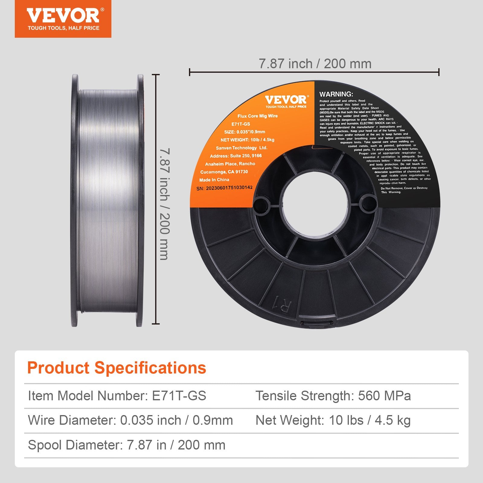 Flux Core MIG Welding Wire E71T-GS 0.035" 10LB Gasless Mild Steel MIG Wire V952-YXHSJMIGE71TG6JSPV0