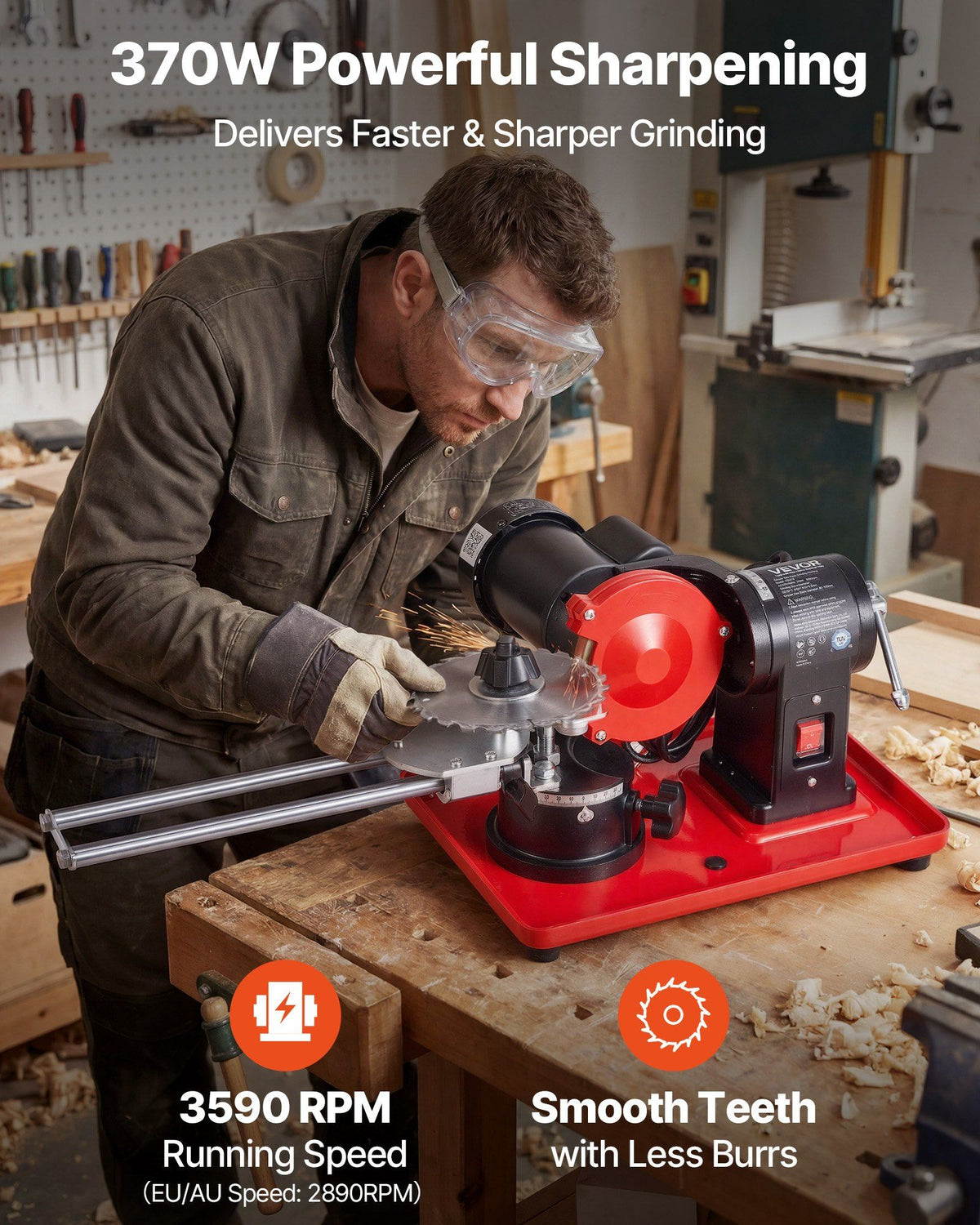 Circular Saw Blade Sharpener, 370W 2890RPM Rotary Angle Mill Grinder Sharpening Machine with 125mm Grinding V952-YXJPDMJGMHGDIOUPX001V3