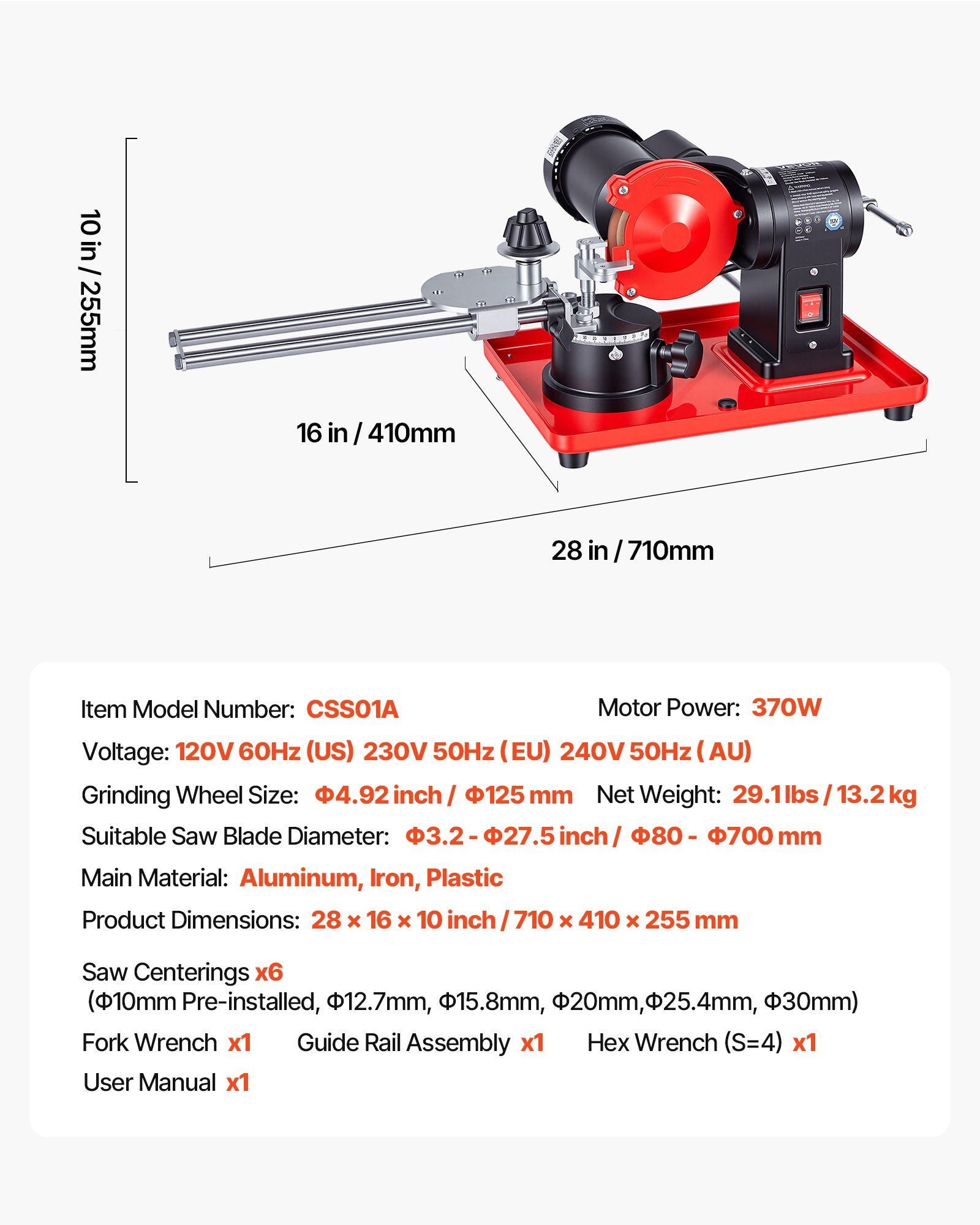 Circular Saw Blade Sharpener, 370W 2890RPM Rotary Angle Mill Grinder Sharpening Machine with 125mm Grinding V952-YXJPDMJGMHGDIOUPX001V3