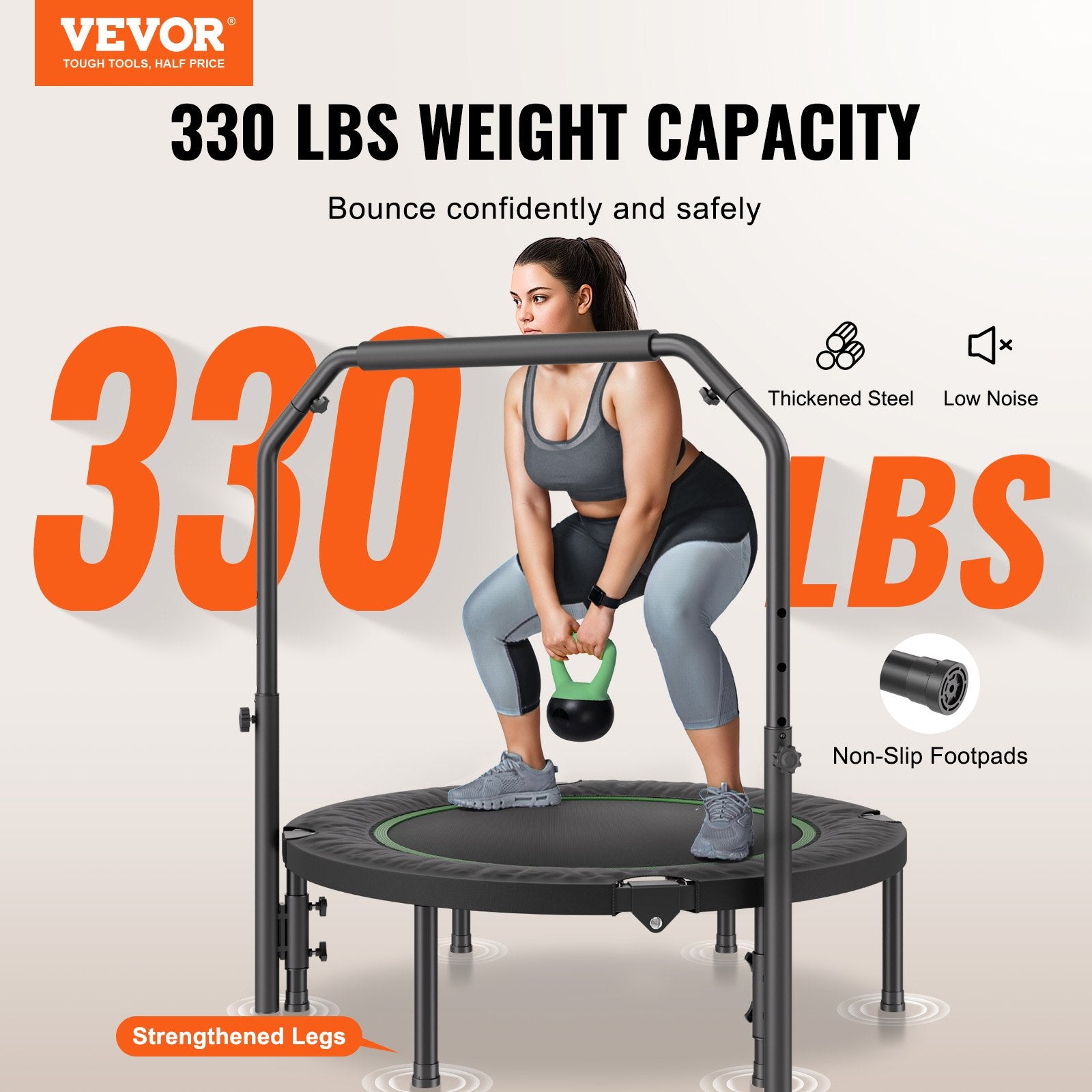 Foldable Mini Trampoline, 40 Inch Fitness Rebounder, Max Load 330lbs Exercise Trampoline, Stable & Quiet V952-YXJSBCDBSKZD98EZMV0