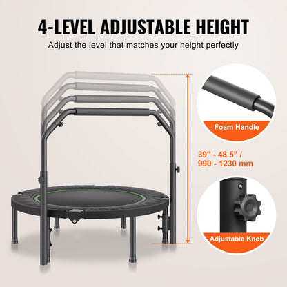 Foldable Mini Trampoline, 40 Inch Fitness Rebounder, Max Load 330lbs Exercise Trampoline, Stable & Quiet V952-YXJSBCDBSKZD98EZMV0