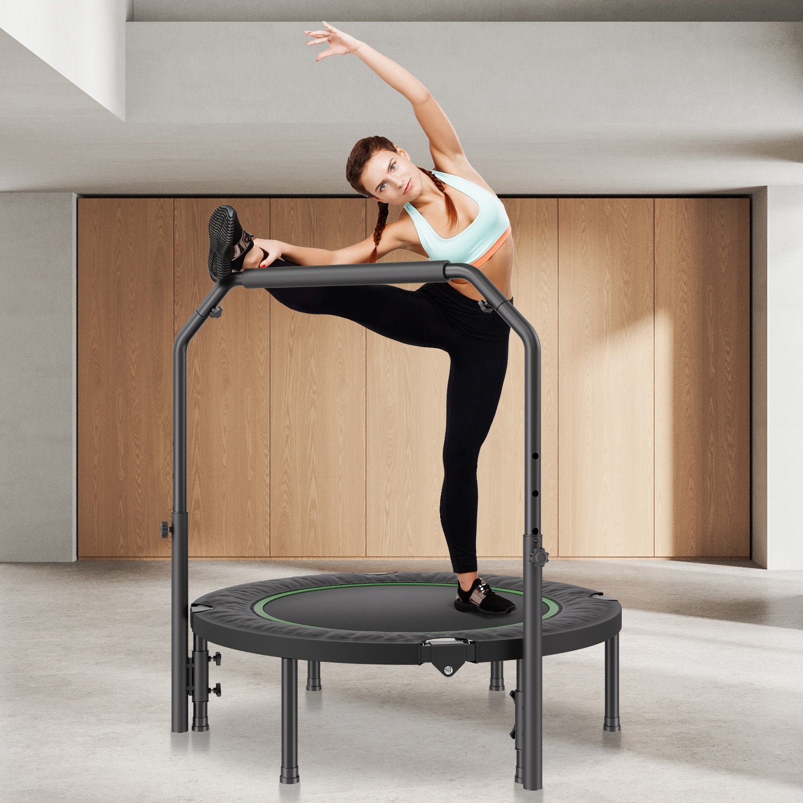 Foldable Mini Trampoline, 40 Inch Fitness Rebounder, Max Load 330lbs Exercise Trampoline, Stable & Quiet V952-YXJSBCDBSKZD98EZMV0