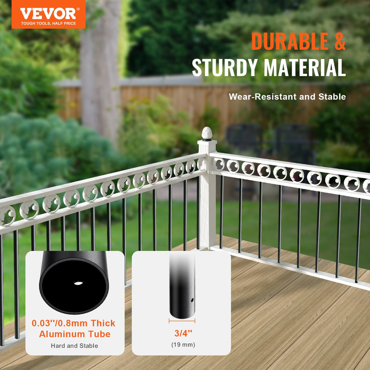 Staircase Metal Balusters, 3/4'' Round x 32'' Long Aluminum Decorative Banister Spindles, 101 Pack Deck V952-YXKLGZ32YC10P31SIV0