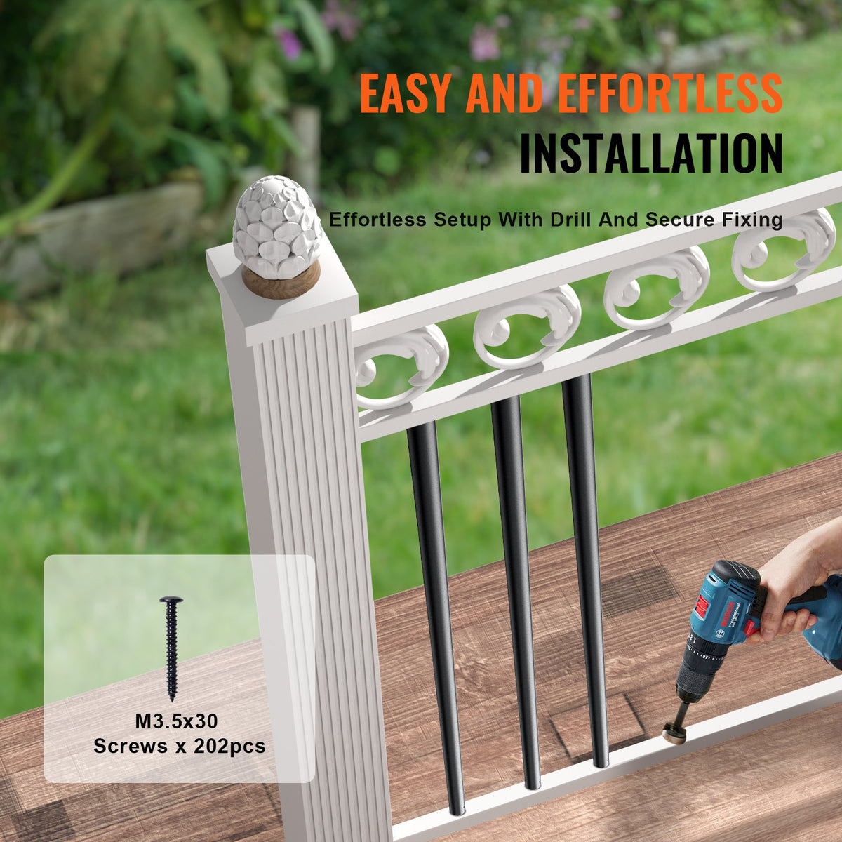 Staircase Metal Balusters, 3/4'' Round x 32'' Long Aluminum Decorative Banister Spindles, 101 Pack Deck V952-YXKLGZ32YC10P31SIV0
