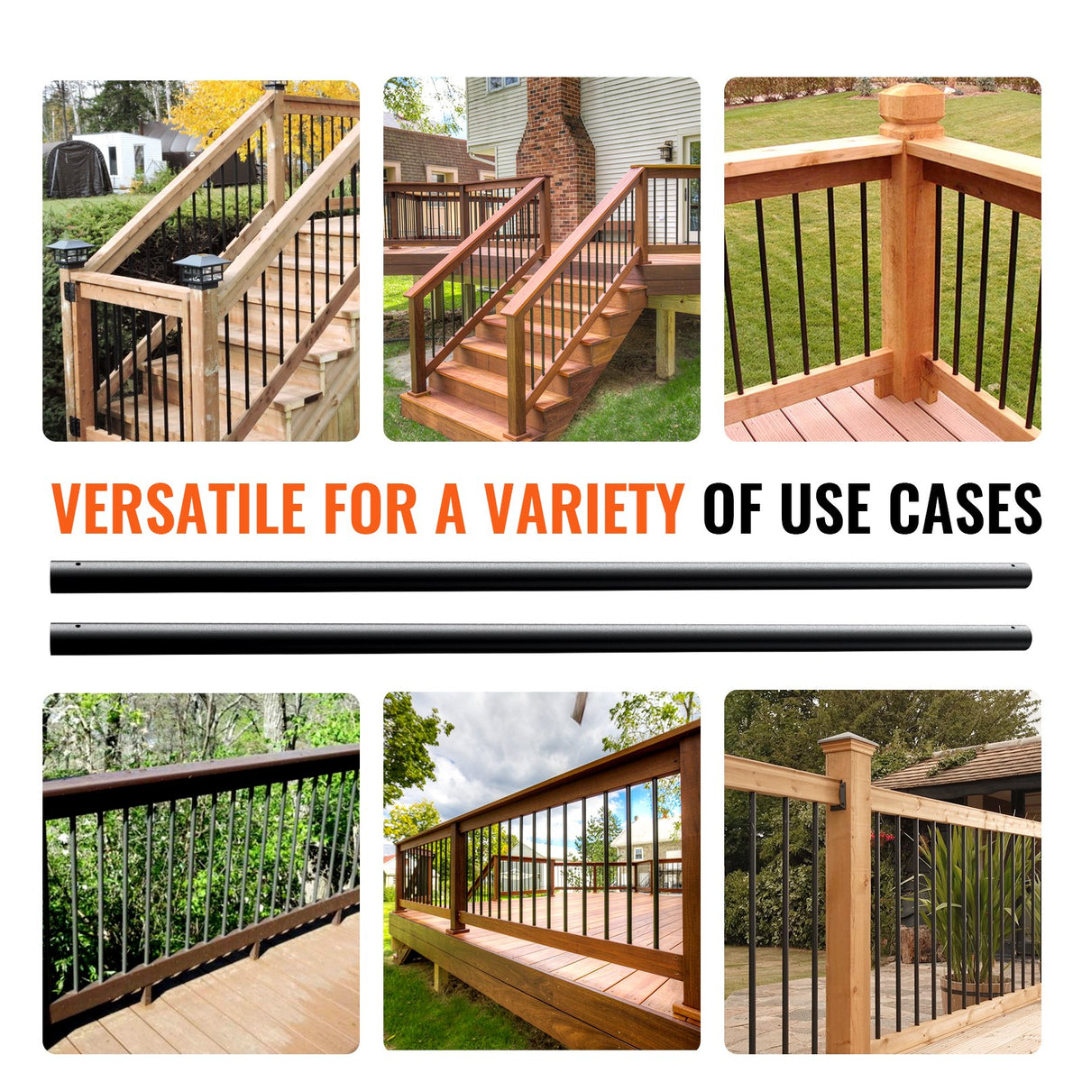 Staircase Metal Balusters, 3/4'' Round x 32'' Long Aluminum Decorative Banister Spindles, 101 Pack Deck V952-YXKLGZ32YC10P31SIV0