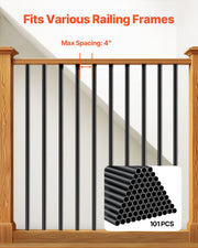 Staircase Balusters 101 Pack, 660 mm Aluminum Stair Balusters, 19 mm Water-Proof Round Metal Spindle Railing, V952-YXKLGZL101G2OOT2PV0