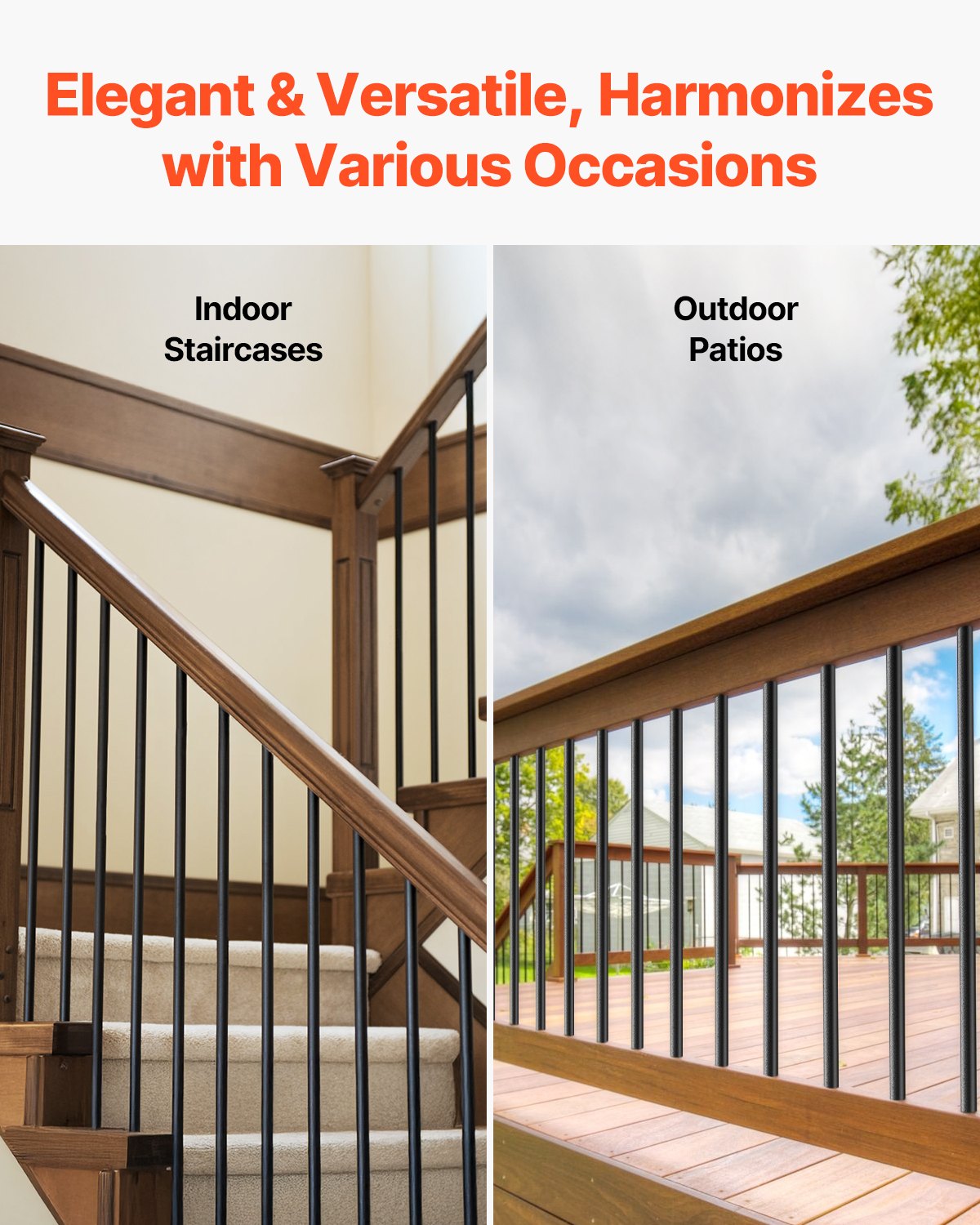 Staircase Balusters 101 Pack, 660 mm Aluminum Stair Balusters, 19 mm Water-Proof Round Metal Spindle Railing, V952-YXKLGZL101G2OOT2PV0