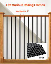 Staircase Balusters 51 Pack, 813 mm Aluminum Stair Balusters, 19 mm Water-Proof Round Metal Spindle Railing, V952-YXKLGZL51G32YUGV2V0