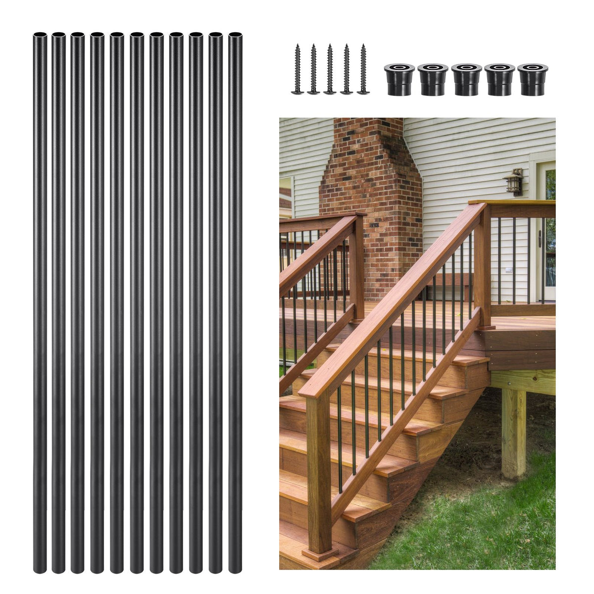 Staircase Balusters 51 Pack, 813 mm Aluminum Stair Balusters, 19 mm Water-Proof Round Metal Spindle Railing, V952-YXKLGZL51G32YUGV2V0