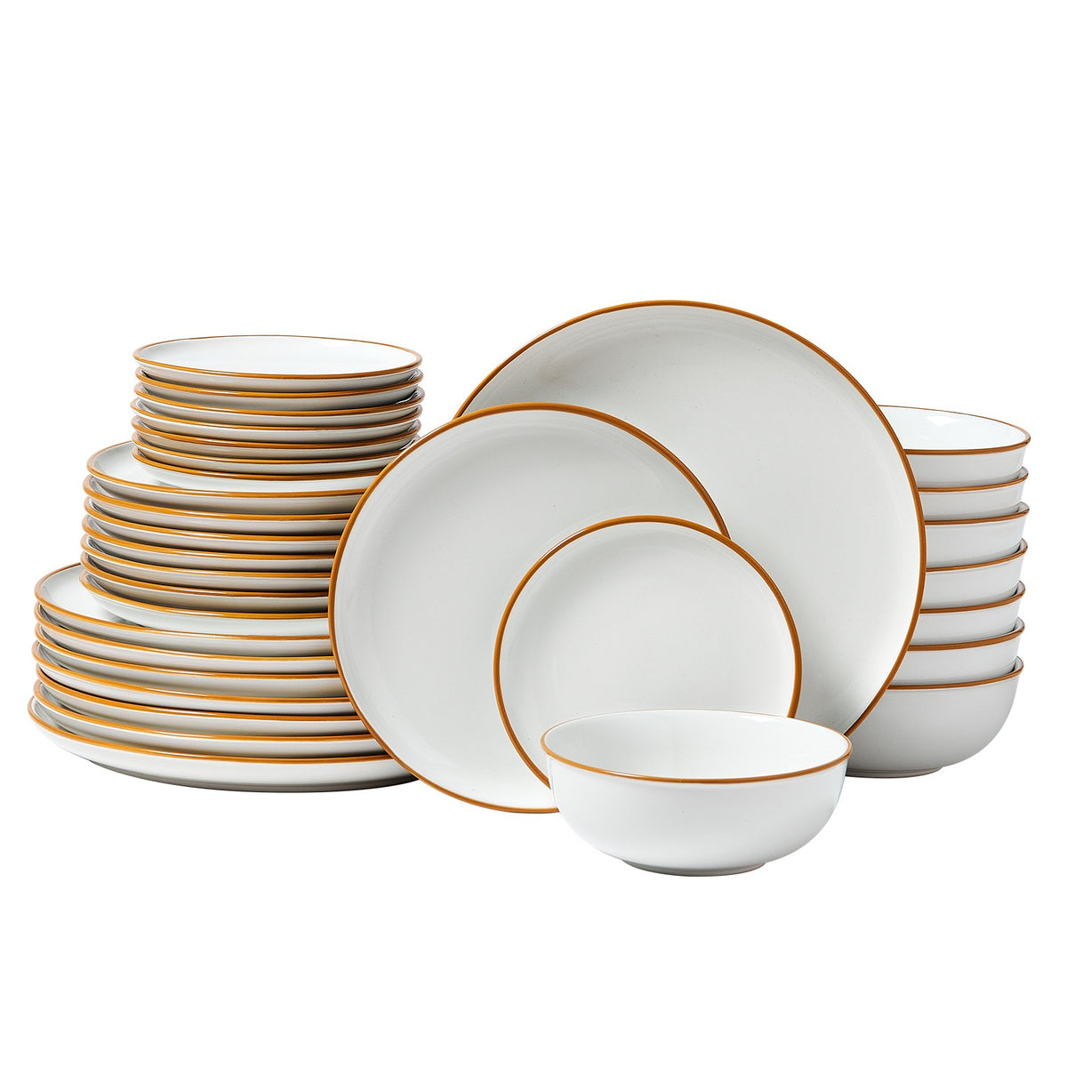 32 PCS Dinnerware Set Ceramic Plates and Bowls Sets Service for 8 White V952-YXKSMBSYXKS3GBB7HV0