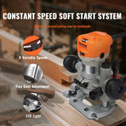 Wood Router, 1.25HP 800W, Compact Wood Trimmer Router Combo Tool with Plunge and Fixed Base, 30000RPM 6 V952-YXKXBJ710W65AH7WLV3