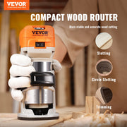 Wood Router, 1.25HP 800W, Compact Wood Trimmer Router Tool, 30000RPM Max Speed 6 Variable Speeds, with 1/4'' V952-YXKXBJ710W65AZLFEV3