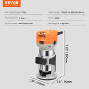 Wood Router, 1.25HP 800W, Compact Wood Trimmer Router Tool, 30000RPM Max Speed 6 Variable Speeds, with 1/4'' V952-YXKXBJ710W65AZLFEV3
