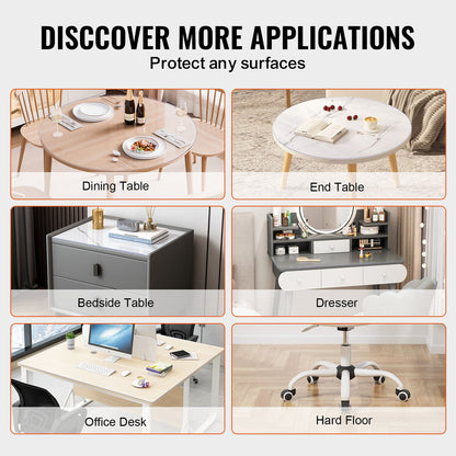 Plastic Table Cover, 42 x 42 Inch 2.0 mm Thick Clear Table Protector, Round PVC Desk Mat, Waterproof & Easy V952-YXPVCZB42X4292RMRV0
