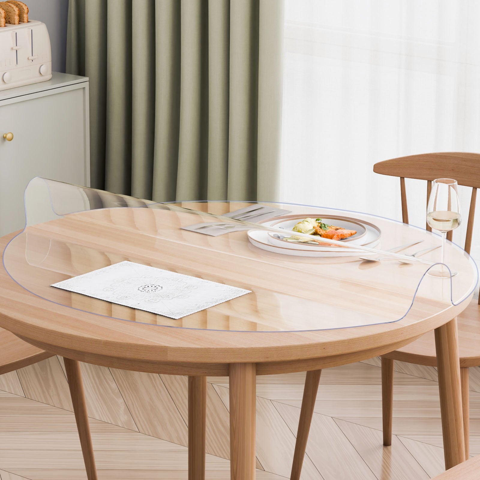 Plastic Table Cover, 42 x 42 Inch 2.0 mm Thick Clear Table Protector, Round PVC Desk Mat, Waterproof & Easy V952-YXPVCZB42X4292RMRV0
