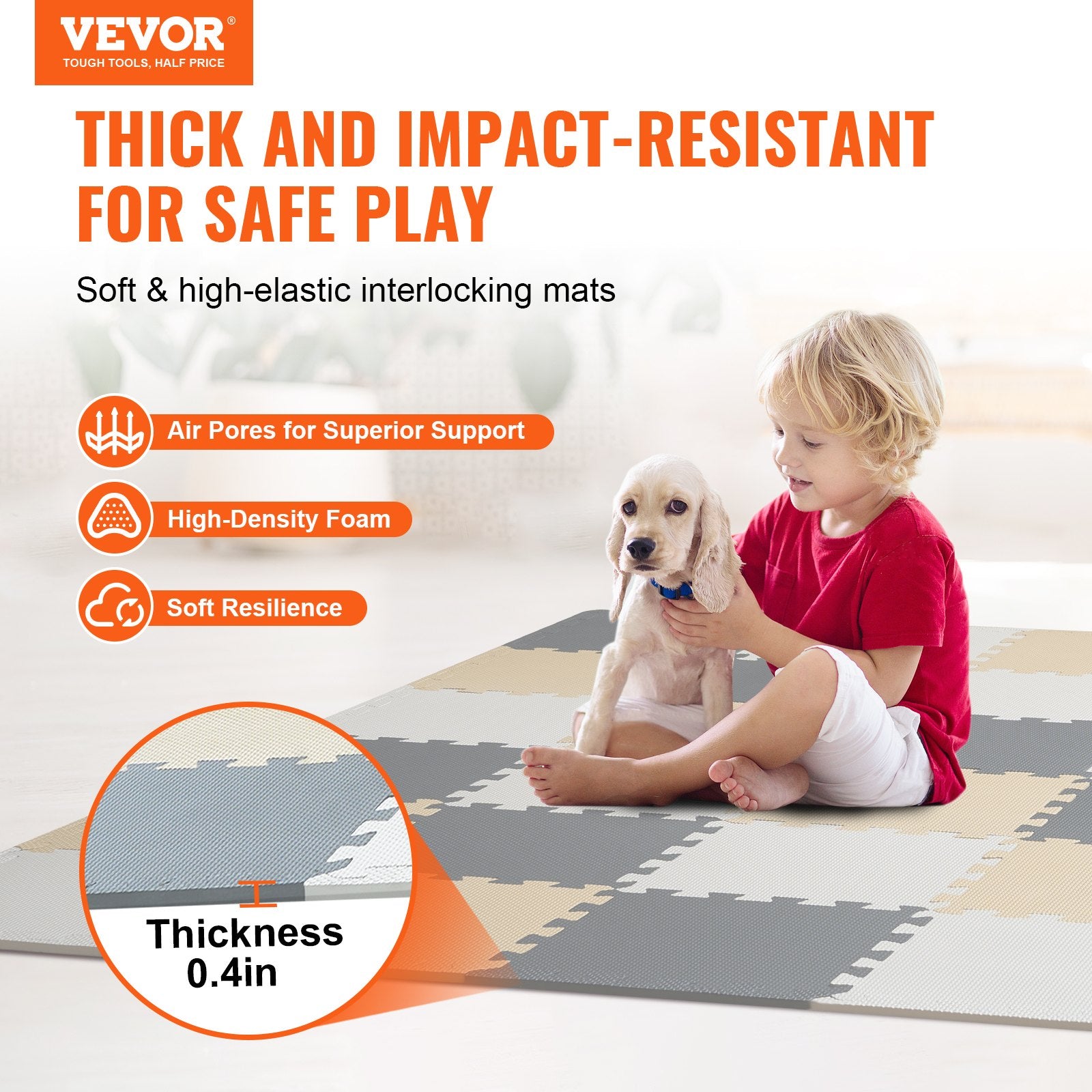 Kids Foam Puzzle Floor Playmat 0.4 in 36 Pcs Interlocking EVA Soft Tiles V952-YXPXDQXEVA36RZ6OAV0