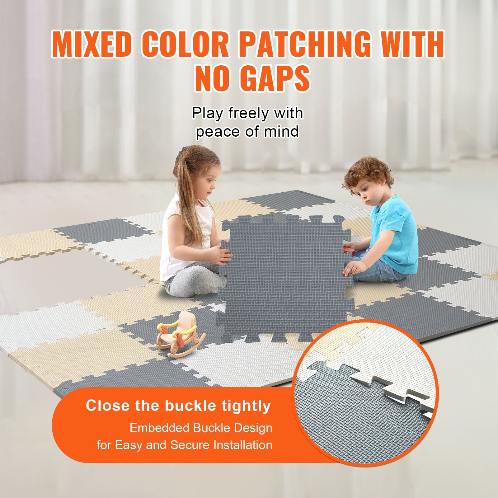 Kids Foam Puzzle Floor Playmat 0.4 in 36 Pcs Interlocking EVA Soft Tiles V952-YXPXDQXEVA36RZ6OAV0