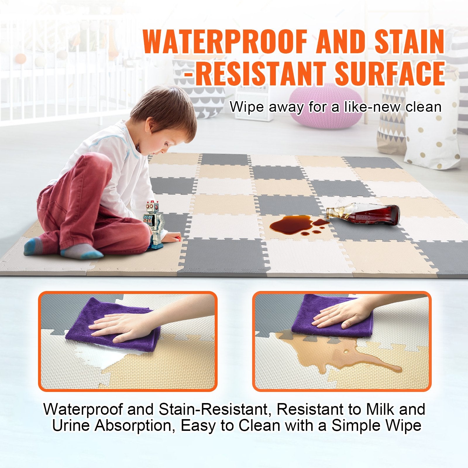 Kids Foam Puzzle Floor Playmat 0.4 in 36 Pcs Interlocking EVA Soft Tiles V952-YXPXDQXEVA36RZ6OAV0