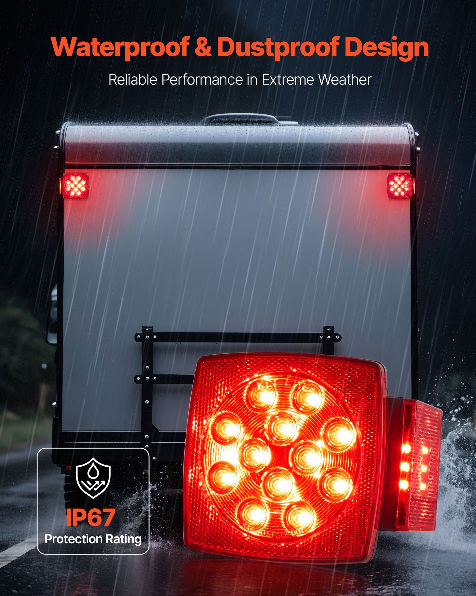 Trailer Lights, LED Trailer Tail Lights Kit with Stop Brake Turn Tail License Plate Clearance Lamp, V952-YXTCDFXDT3WDUDZL8001V9