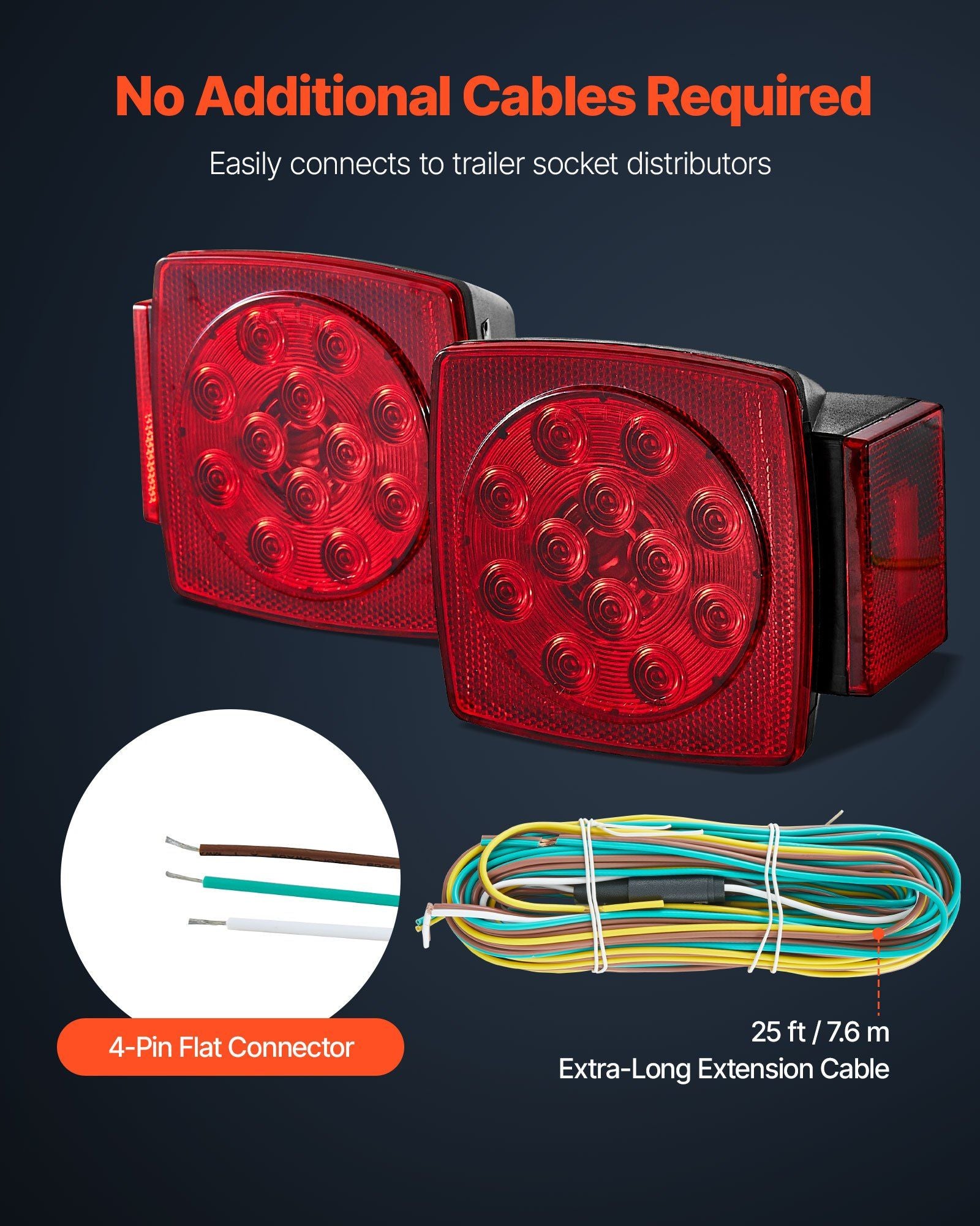 Trailer Lights, LED Trailer Tail Lights Kit with Stop Brake Turn Tail License Plate Clearance Lamp, V952-YXTCDFXDT3WDUDZL8001V9