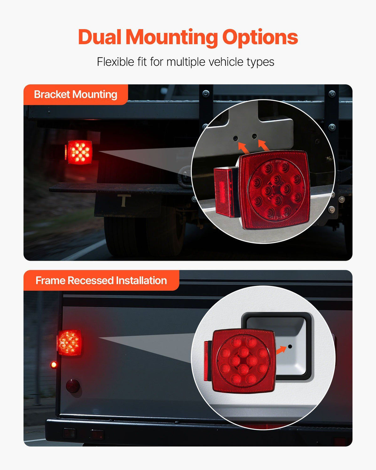 Trailer Lights, LED Trailer Tail Lights Kit with Stop Brake Turn Tail License Plate Clearance Lamp, V952-YXTCDFXDT3WDUDZL8001V9