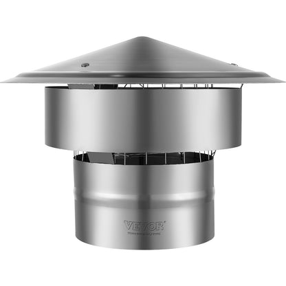 Chimney Cap 6-inch 304 Stainless Steel Round Roof Rain Cap Cover Silver V952-YXYCMYSBXGZDGEH55V0