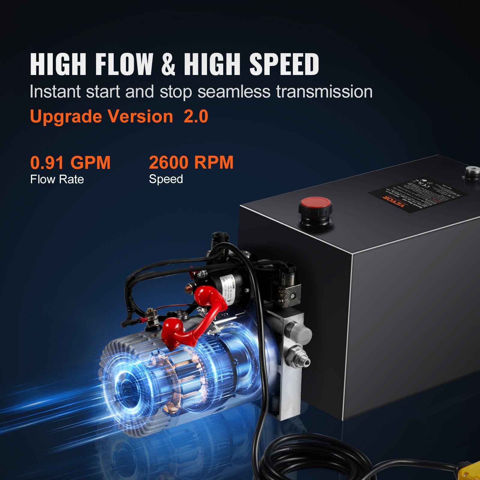 Hydraulic Pump 15 Quart Double Acting Dump Trailer Pump Power Unit DC 12V V952-YXYYB12VZLDJ3VIN2V0