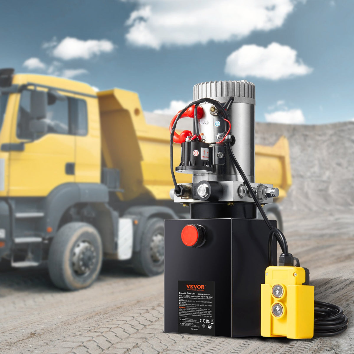Hydraulic Pump, 4 Quart Hydraulic Power Unit, Single Acting Dump Trailer Pump, 0.91 GPM Flow Rate, 3200 PSI V952-YXYYB12VZLDJA6M7WV0