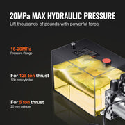 Hydraulic Pump, 12 Quart Hydraulic Power Unit, Single Acting Dump Trailer Pump, 0.91 GPM Flow Rate, 3200 PSI V952-YXYYB12VZLDJD7581V0