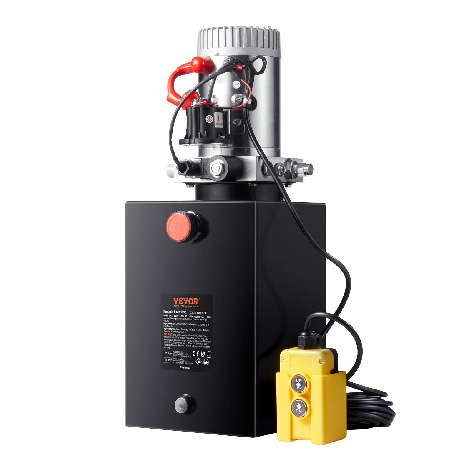 Hydraulic Pump, 12 Quart Hydraulic Power Unit, Single Acting Dump Trailer Pump, 0.91 GPM Flow Rate, 3200 PSI V952-YXYYB12VZLDJD7581V0