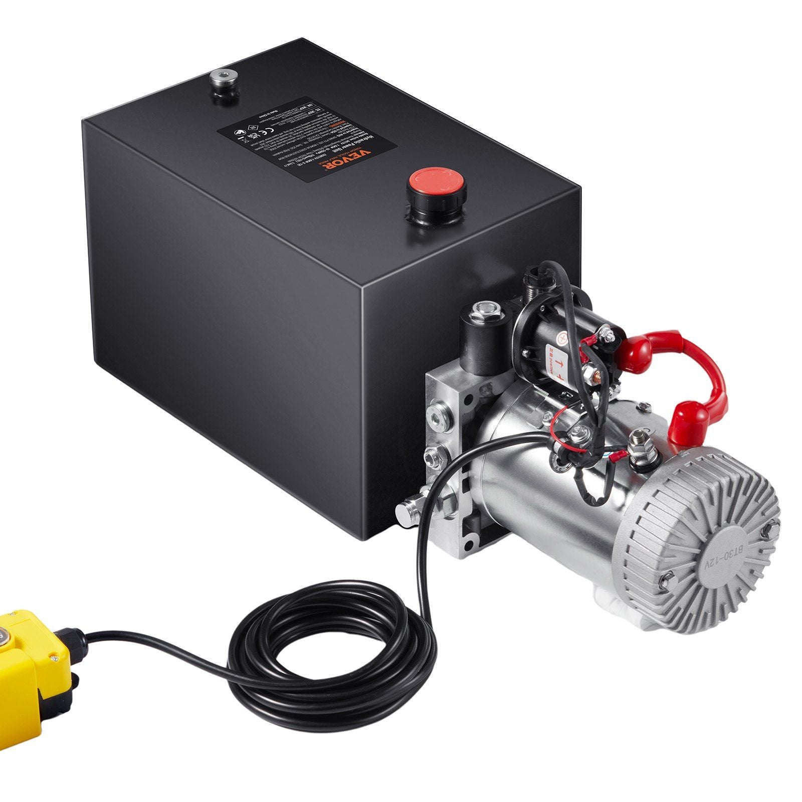 Hydraulic Pump, 12 Quart Hydraulic Power Unit, Single Acting Dump Trailer Pump, 0.91 GPM Flow Rate, 3200 PSI V952-YXYYB12VZLDJD7581V0