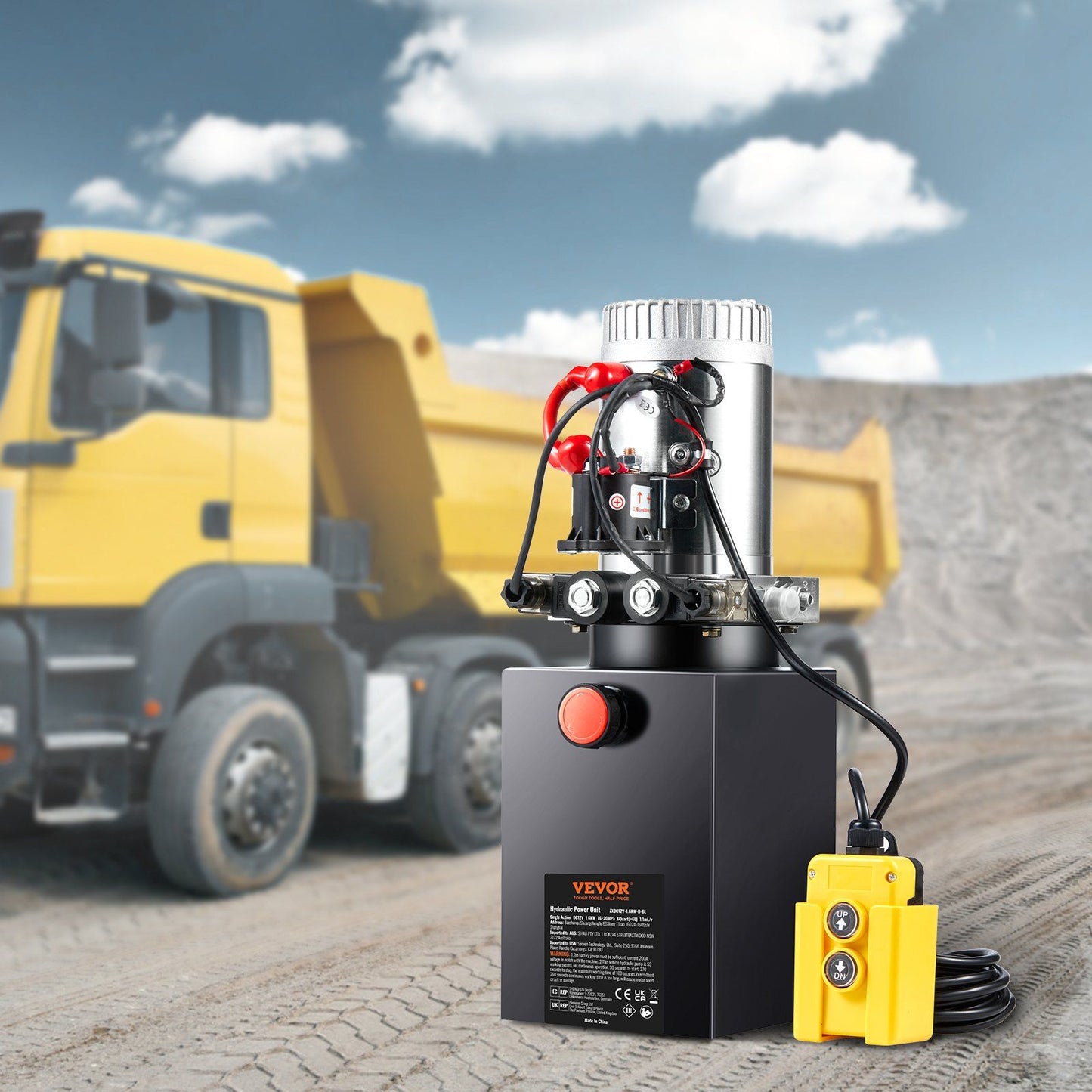 Hydraulic Pump, 6 Quart Hydraulic Power Unit, Double Acting Dump Trailer Pump, 0.91 GPM Flow Rate, 3200 PSI V952-YXYYB12VZLDJJW6ZGV0