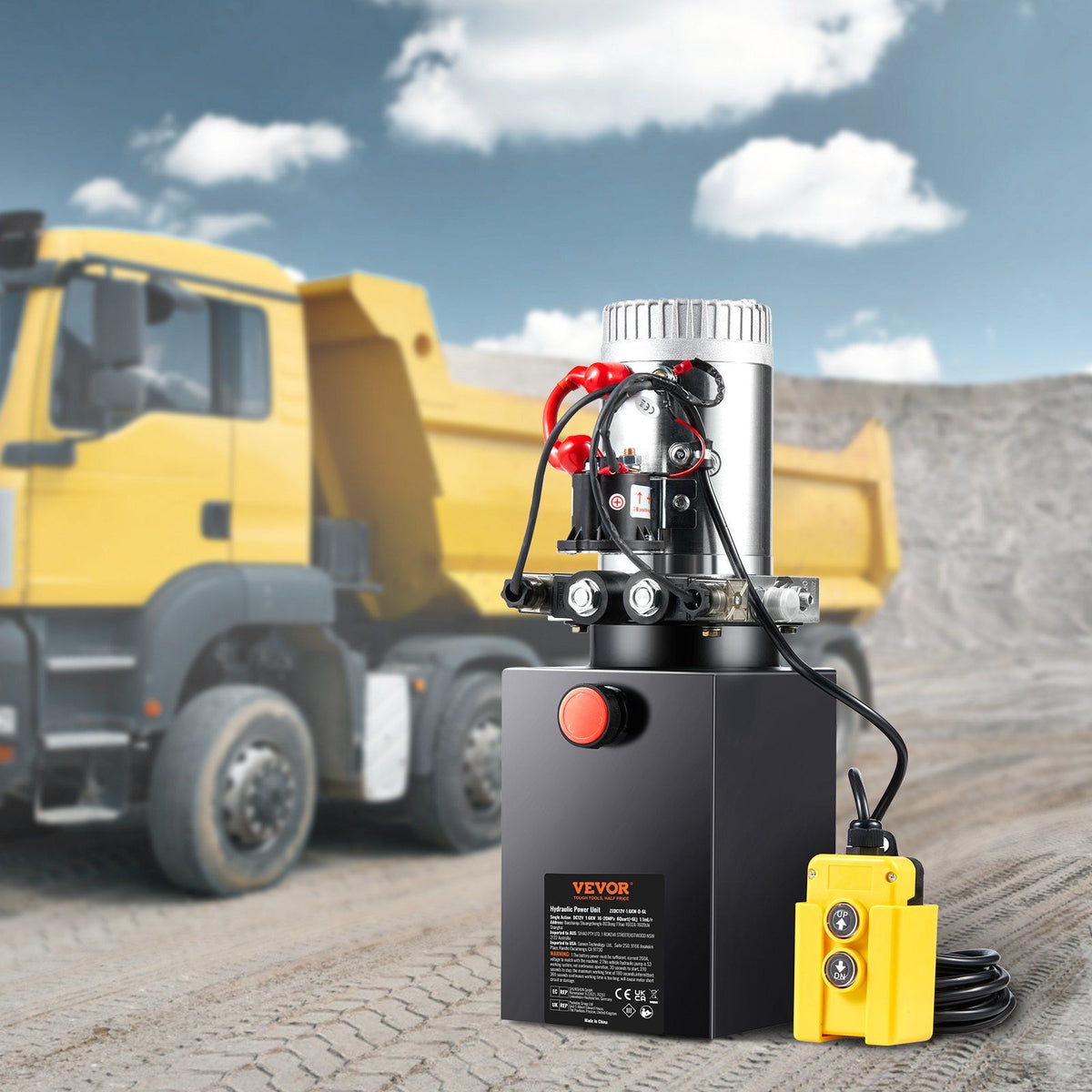 Hydraulic Pump, 6 Quart Hydraulic Power Unit, Double Acting Dump Trailer Pump, 0.91 GPM Flow Rate, 3200 PSI V952-YXYYB12VZLDJJW6ZGV0