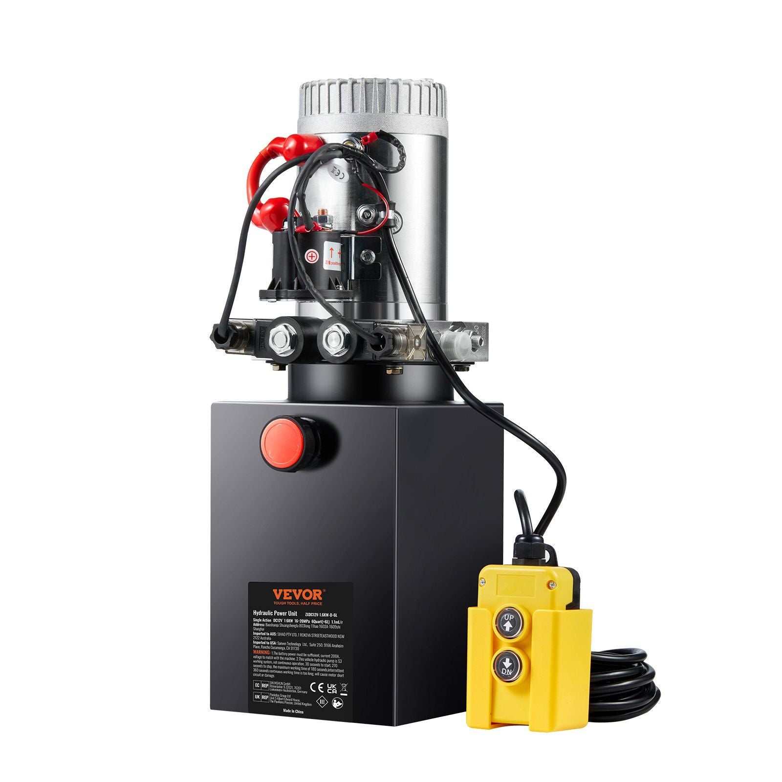 Hydraulic Pump, 6 Quart Hydraulic Power Unit, Double Acting Dump Trailer Pump, 0.91 GPM Flow Rate, 3200 PSI V952-YXYYB12VZLDJJW6ZGV0