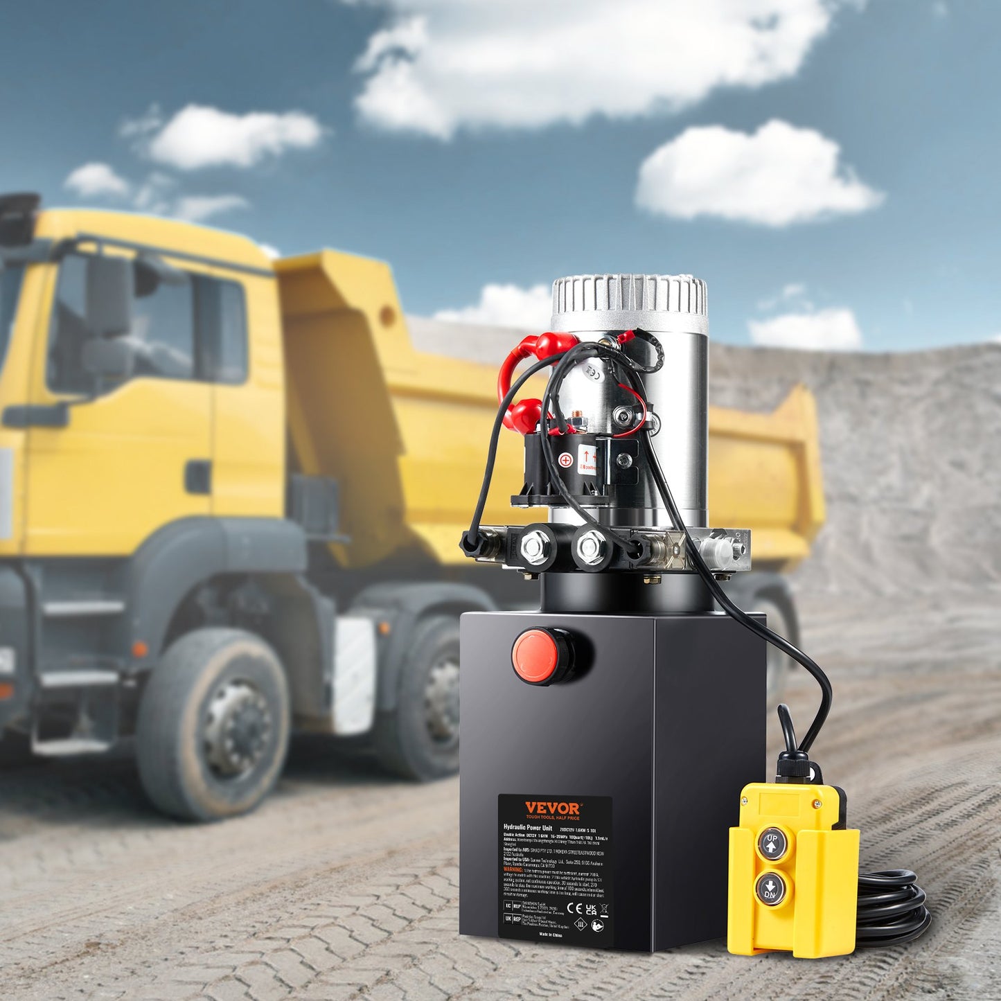 Hydraulic Pump, 10 Quart Hydraulic Power Unit, Double Acting Dump Trailer Pump, 0.91 GPM Flow Rate, 3200 PSI V952-YXYYB12VZLDJQS3MWV0