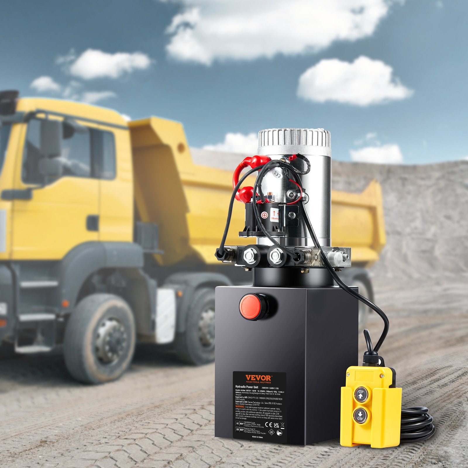 Hydraulic Pump, 10 Quart Hydraulic Power Unit, Double Acting Dump Trailer Pump, 0.91 GPM Flow Rate, 3200 PSI V952-YXYYB12VZLDJQS3MWV0