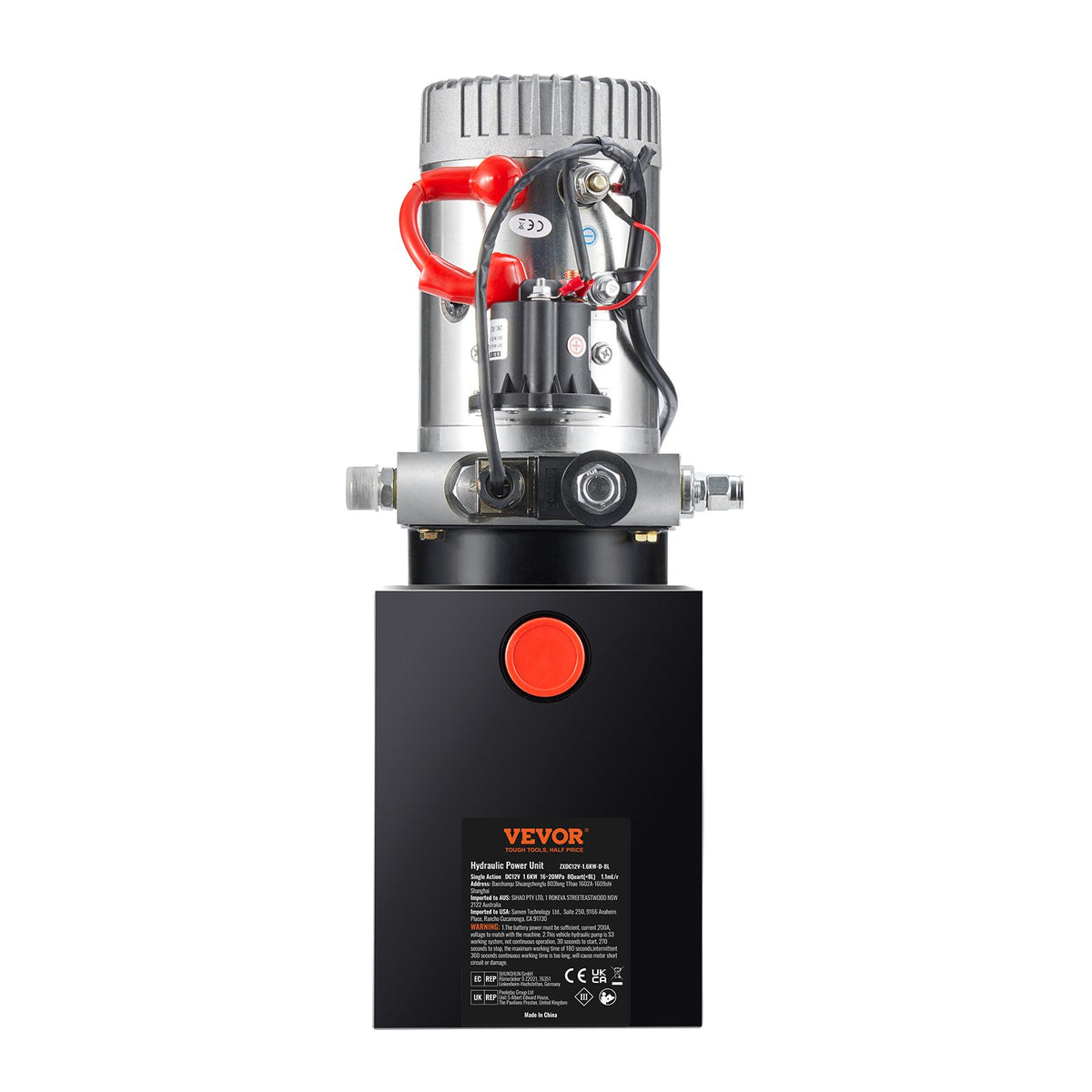 Hydraulic Pump, 8 Quart Hydraulic Power Unit, Single Acting Dump Trailer Pump, 0.91 GPM Flow Rate, 3200 PSI V952-YXYYB12VZLDJVH4D5V0