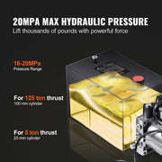 Hydraulic Pump, 8 Quart Hydraulic Power Unit, Single Acting Dump Trailer Pump, 0.91 GPM Flow Rate, 3200 PSI V952-YXYYB12VZLDJVH4D5V0
