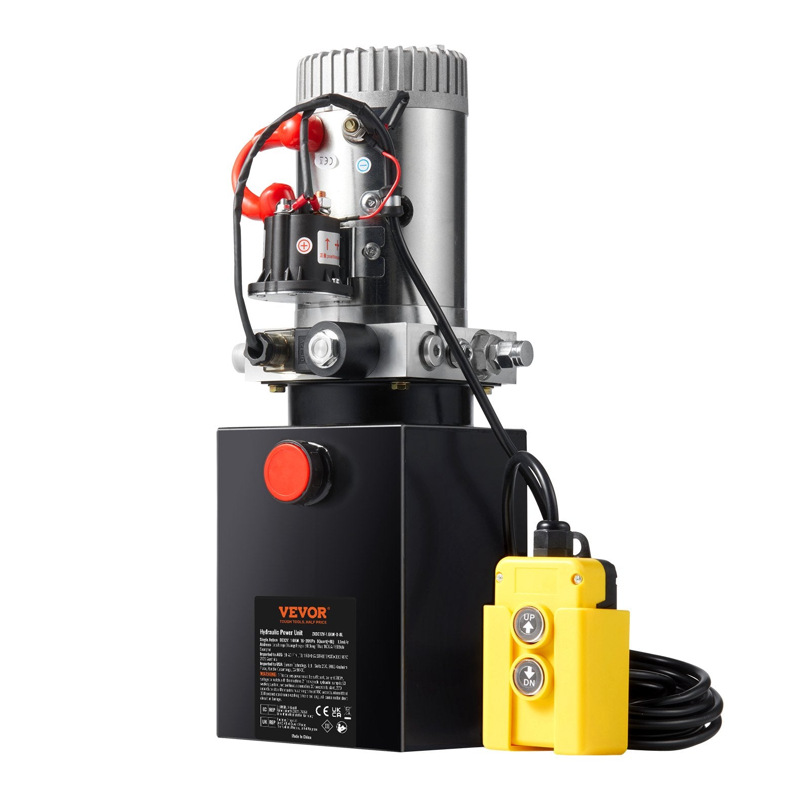 Hydraulic Pump, 8 Quart Hydraulic Power Unit, Single Acting Dump Trailer Pump, 0.91 GPM Flow Rate, 3200 PSI V952-YXYYB12VZLDJVH4D5V0