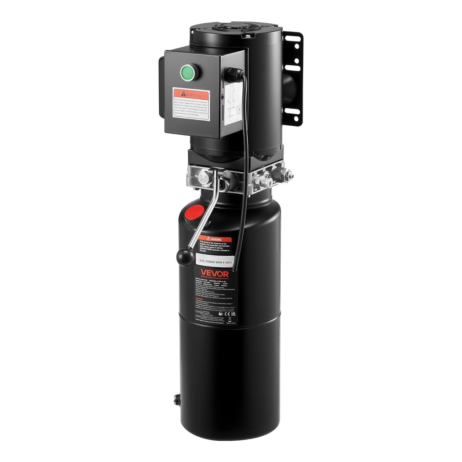 Hydraulic Pump Power Unit, AC 220V, 10 Quart Single Acting Hydraulic Unit, 6.3 L/min Oil Flow, Max Discharge V952-YXYYB220VJLD2PVAG001V7