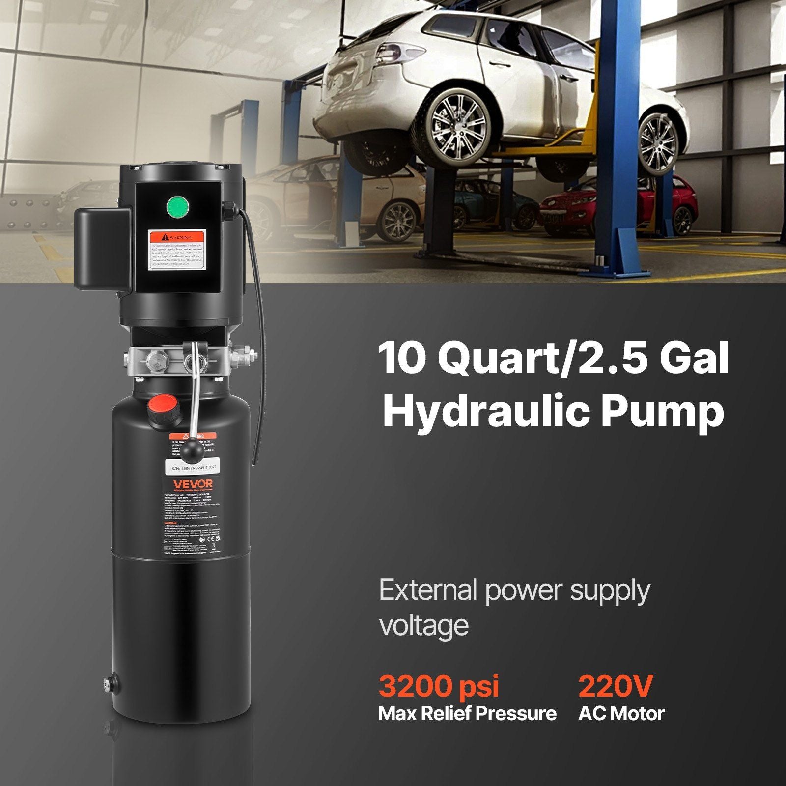 Hydraulic Pump Power Unit, AC 220V, 10 Quart Single Acting Hydraulic Unit, 6.3 L/min Oil Flow, Max Discharge V952-YXYYB220VJLD2PVAG001V7