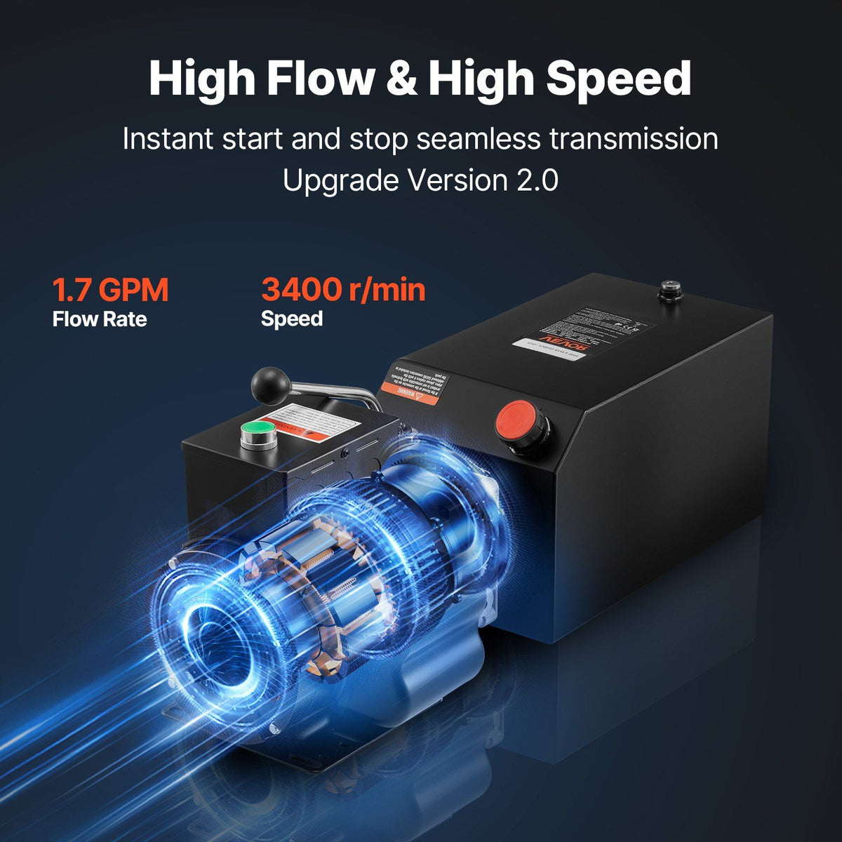 Hydraulic Pump Power Unit, AC 220V, 15 Quart Single Acting Hydraulic Unit, 6.3 L/min Oil Flow, Max Discharge V952-YXYYB220VJLDM031K001V7