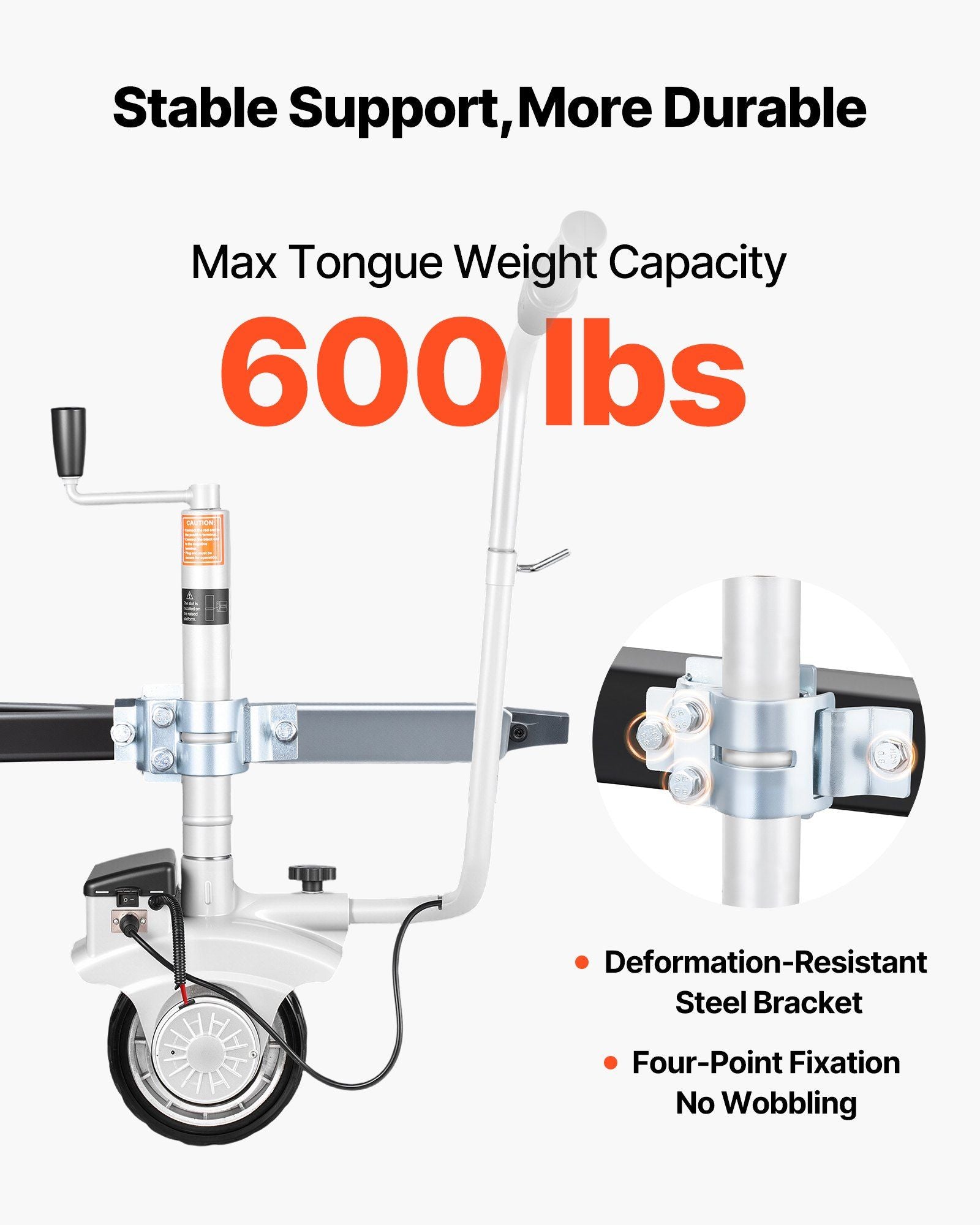 Electric Trailer Dolly, 2.5 T Towing Capacity, 380W 12V Motorized Jockey Wheel with 7 m/min Moving Speed, V952-YXZLKDDQYCYSGK0PL001V9