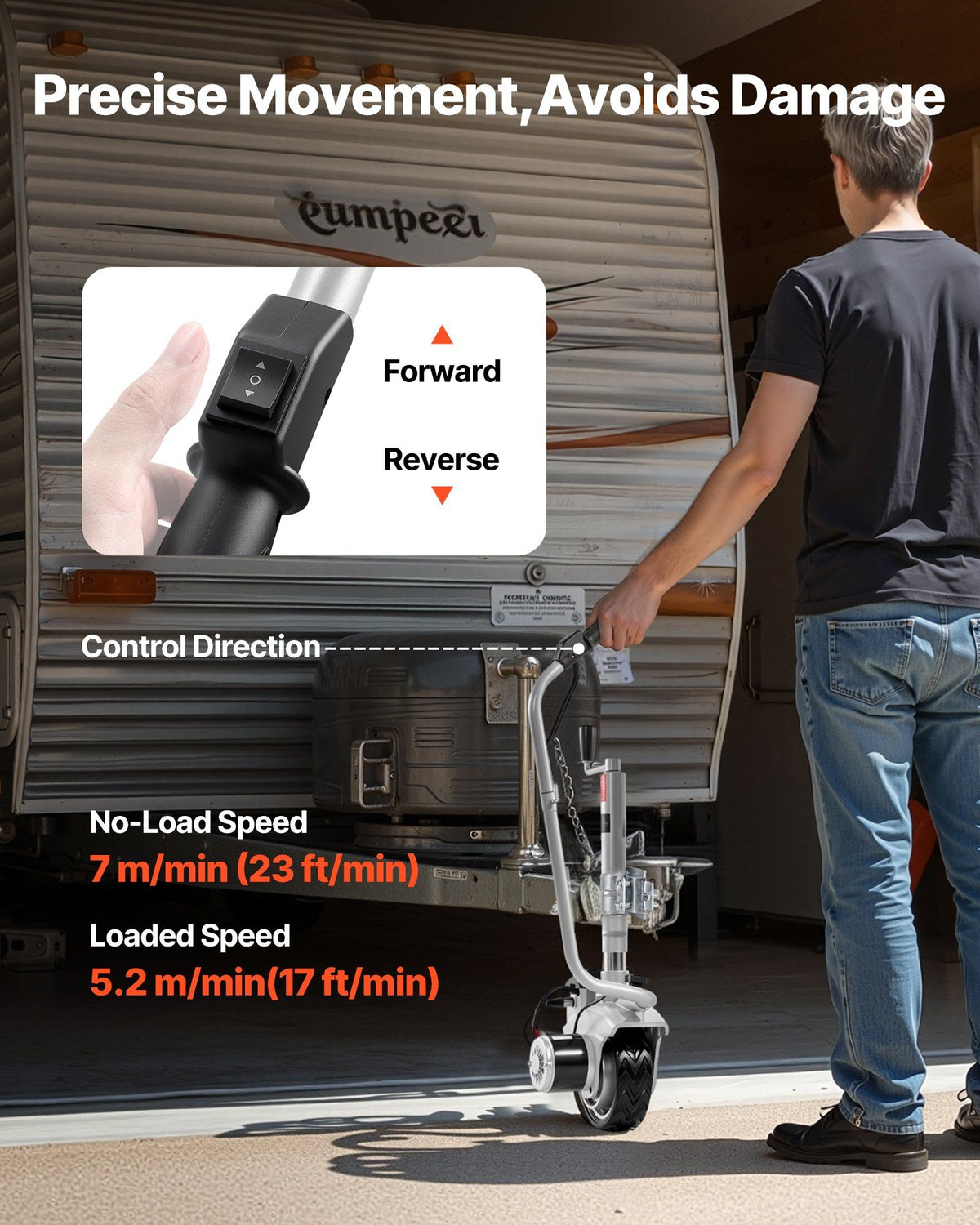 Electric Trailer Dolly, 2.5 T Towing Capacity, 380W 12V Motorized Jockey Wheel with 7 m/min Moving Speed, V952-YXZLKDDQYCYSGK0PL001V9