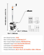 Electric Trailer Dolly, 2.5 T Towing Capacity, 380W 12V Motorized Jockey Wheel with 7 m/min Moving Speed, V952-YXZLKDDQYCYSGK0PL001V9
