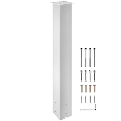 Mailbox Post, 43"" High Mailbox Stand, White Powder-Coated Mail Box Post Kit, Q235 Steel Post Stand Surface V952-YXZZCJYCGJS4346PNV0