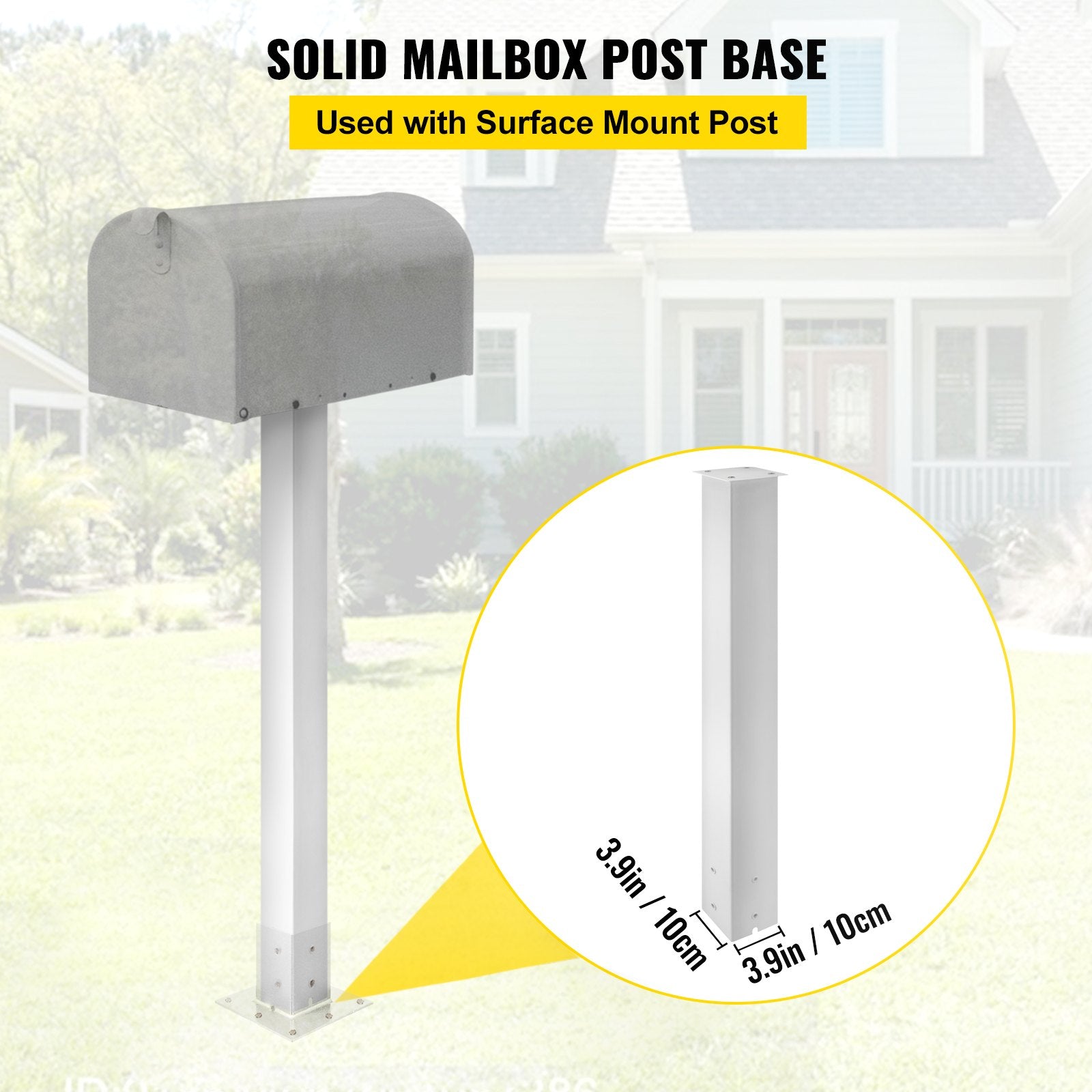 Mailbox Post, 43"" High Mailbox Stand, White Powder-Coated Mail Box Post Kit, Q235 Steel Post Stand Surface V952-YXZZCJYCGJS4346PNV0
